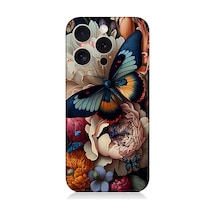 Apple Uyumlu iPhone 15 Pro Max Silikon Kılıf Kelebek Ve Çiçek