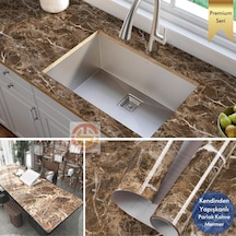 Technosmart 60x500cm Mermer Desen Kendinden Yapışkanlı Duvar Kağıdı Kaplama Mutfak Tezgeh Masa Folyo Kahverengi
