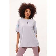 Genius Store Store Kadın Spor Tişört Baskılı Fitness, Antrenman Fit Gri