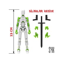 Robot 13 Dummy Beyaz Yeşil Tüm Eklemleri Hareketli Aksiyon Figürü Oyuncak