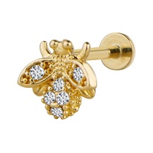 Goldkupe Taşlı Arı Altın Piercing-6446