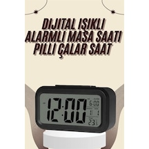 Şık Dijital Masa Saati 4,3x15,1 Cm Termometreli Sarı