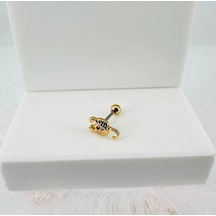 Zirkon Taşlı Uç Kısmı : Pirinç Kıkırdak Bar Uzunluğu : 6 Mm / Bar Kalınlığı 0.8 Mm / Top Boyu 3 Mm - Pt0011-1 Altın