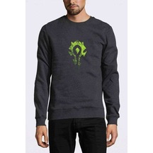 Horde Logo Baskılı Füme Erkek Örme Sweatshirt