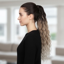 Lastik Tokalı At Kuyruğu Kabarık Afro Dalgalı / Kahverengi / Kumral Ombre Beyaz Platin Röf - Ihzz-718164 Karışık - Çok Renkli