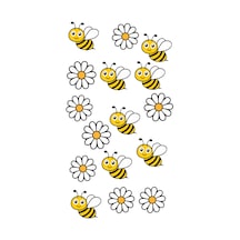 Arı Ve Papatya Yenilebilir Cupcake Ve Pasta Resim Baskı