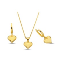 925 Ayar Gümüş Kalp Set Gold