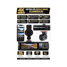 K17 4k Araç Kamerası Ön-arka Çift Lens Wifi Gps Dash Cam Gece Net Kayıt Araç İçi Güvenlik Kamerası