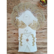 My Princess Ecru Kız Bebek Kundağı Kız Bebek Dış Kundak Battaniyesi Hastane Çıkışı Kundak Ekru