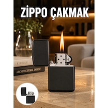 Doldurulabilir Siyah Benzinli Çakmak Metalik Yeni Nesil