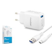 Nodar 18w 3.4a Qc 3.0 Destekli Usb Type-c Hızlı Şarj Seti - Beyaz