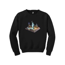 Usa View Book Siyah Sweatshirt