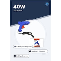 Silikon Sıcak Tutkal Tabancası Yapıştırıcı 40w 11mm C Çubuk Uyum