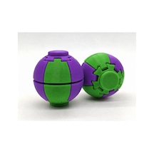 Alvera Press Küresi 3d Baskı Dönüşen Mekanik Fidget Stres Oyuncağı-yeşil-mor