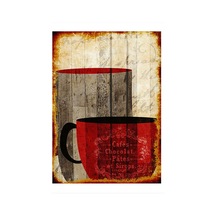 Bedeko Kahve Fincanları Hediyelik Ahşap Tablo 35 Cm X 50 Cm