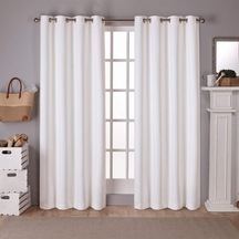 Özel Ev Saten Fitilli Dokuma Oda Karartma Gromet Üst Perde Paneli Çifti, 132 Cm X 213 Cm, Vanilya