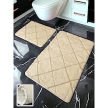 Savera Ekru 2li Banyo Paspası 60x100 50x60 Cm Ekru