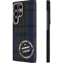 Galaxy S24 Ultra Uyumlu Kılıf Ekose Desenli Youngkit Gezhi Serisi Kapak Kırmızı