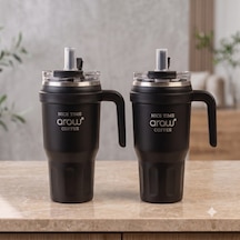 Taşıma Kulplu Pipetli Termos 1000ml Siyah