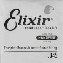 Elixir 14145 Nanoweb Phosphor Bronze Tek Akustik Gitar Teli 45