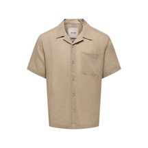 Only & Sons Onslaurence Lınen Resort Collar Ss Noos Erkek Gri Gömlek - 22036242 Chinchilla