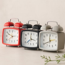 Çift Zilli Metal Masa Alarm Saati Işıklı, Pilli Çok Renkli