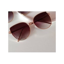 Cat Eye Unisex Güneş Gözlüğü Kahverengi - 617597038 Altın