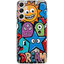 Samsung Galaxy A34 İle Uyumlu Grafiti Dream Street Tasarımlı Şeffaf Silikon Kılıf Şeffaf