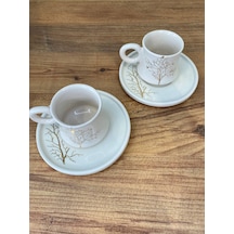 Hayat Ağacı Desenli El Yapımı Seramik Kupa, Mug, Türk Kahvesi