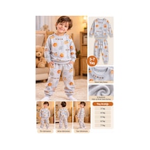 Üç Gül Ticaret Erkek Çocuk 3-7 Yaş Basketbol Desenli İç Şardonlu Pijama Takımı Gri Gri