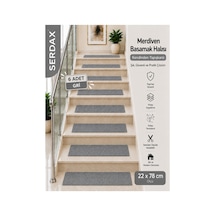 Kendinden Yapışkanlı Basamak Halısı Halıflex Kaymaz Gri 22 Cm X 78 Cm Gri Gri