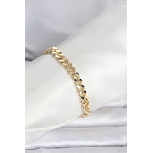 Cm 14k Gold Renk Ezme Kalın Zincir Model Kadın Bileklik Altın