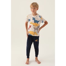 Rolypoly Dinosaur Krem Erkek Çocuk Pijama Takımı 5274-42955 Krem