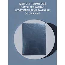 12x17 Cm Termo Deri Kareli 120 Yaprak İvory Krem Renk Sayfalar 70 Gr Kağıt Siyah