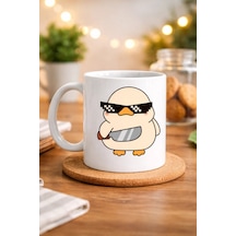 Deal With It Havalı Ördek Tasarımlı Porselen Kupa Model 80 Eğlenceli, Mizahi & Hediyelik Kahve K Çok Renkli
