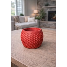 Honeycomb Desenli Kırmızı Saksı