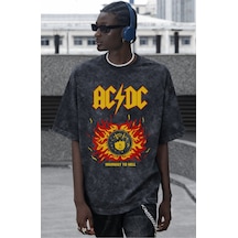 Ac Dc Highway To Hell Rock Metal Müzik Grubu Baskılı Unisex Overs Siyah