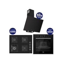 Flowart Turbolu Silenart QBL62CS - SC405 - D077SA Siyah 65 Cm Woklu Ocak Cam Ankastre Set