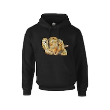 Kaplan - Look Siyah Erkek Fermuarsız Kapşonlu