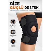 Spor Ve Günlük Kullanım İçin Açık Patella Destekli Ayarlanabilir Cırtlı Dizlik Siyah