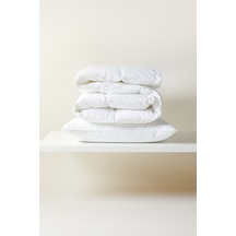 Ocean Home Textile %100 Pamuk Kumaş Kaz Tüyü Konforunda Saten Biyeli Mikorjel Tek Kişilik Yastık Yorgan Seti 1 Adet 155 X 215 / 1 Adet 50 X 70 Cm Beyaz