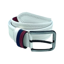 Süzer Deri 4 Cm.lik Spor Suni Deri Çift Dikişli Model Erkek Kemer Beyaz Beyaz