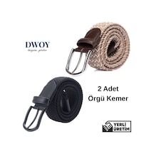Dwoy Elastik Örgü Kemer 2'li Set-773 Bej