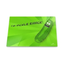 Pickle Rick Desenli Cam Kesme Tahtası Ve Sunumluk 25 X 35 Cm Çok Renkli