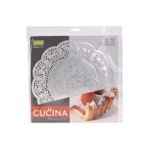Dantel Gümüş Renkte Kağıt Pasta Kurabiye Kek Altlığı 29 Cm