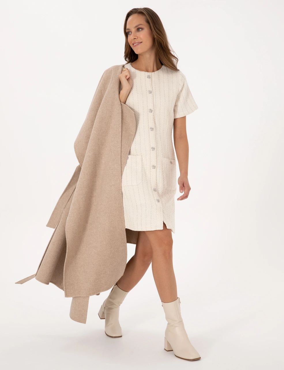 Pierre Cardin Kadın Ekru Elbise Dokuma 50318252-vr019 Ekru
