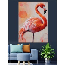 Ahşap Tablo Pembe Flamingo Kuşu İllüstrasyon