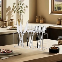 Cordial Ldq 3 Gözlü Plastik Çatal Kaşık Organizatörü Transparan Mutfak Çekmece Saklama Kutusu Şeffaf