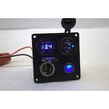 1 Swichli 12-24W 90/90M Anahtar Paneli Çift Usb ve Çakmaklık