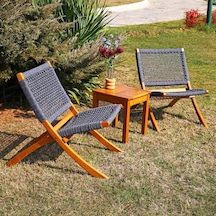 Kandilli Ahşap Bahçe Balkon Takımı: 40x40 Sehpa + 2 Sandalye Kahverengi